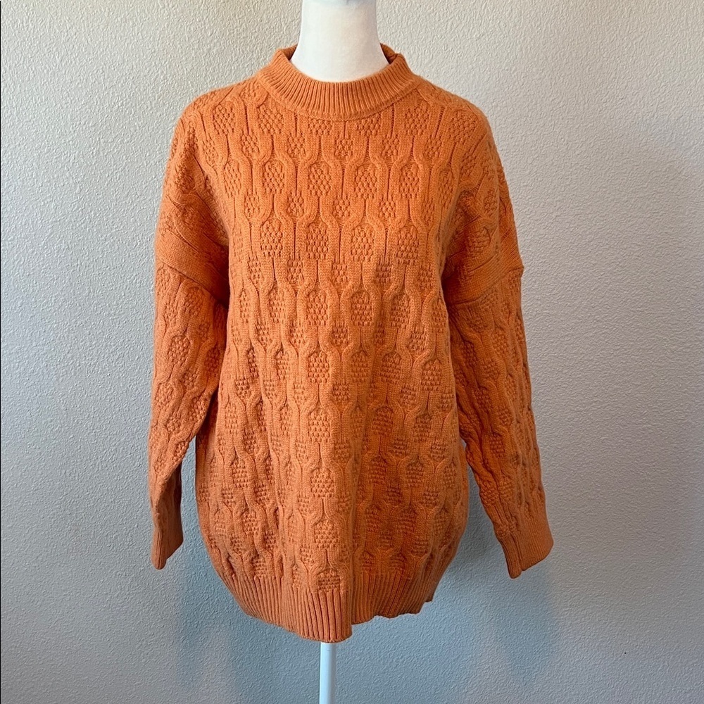 Unbranded Orange Cable Knit Sweater Estimated Size Large